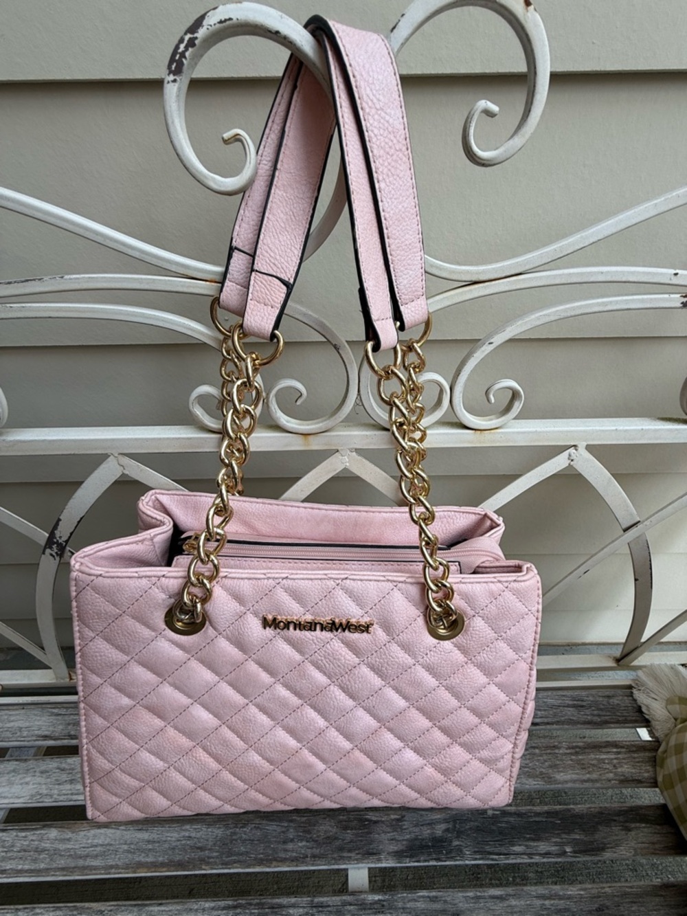 Montana West Pink Quilted Chain-Handle Shoulder Bag
